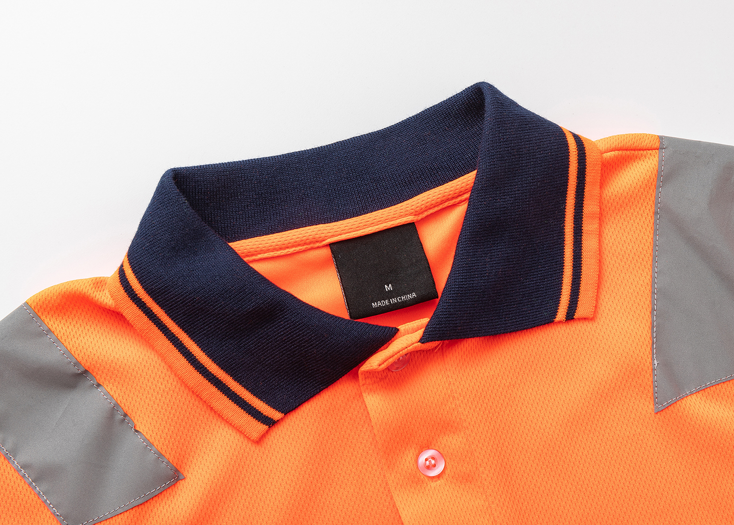 HI VIS Long Sleeve Workwear Shirt w Reflective Tape Cool Dry Safety Polo 2 Tone, Fluoro Orange / Navy, L โ image 5