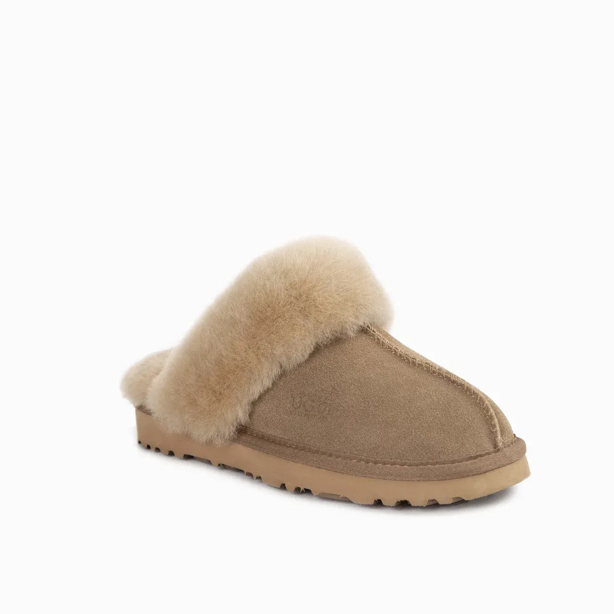 Ugg Slippers Premium Australia Sheepskin Unisex Scuffette Suede (Unisex Cow Suede) (OLIVE, EU36)