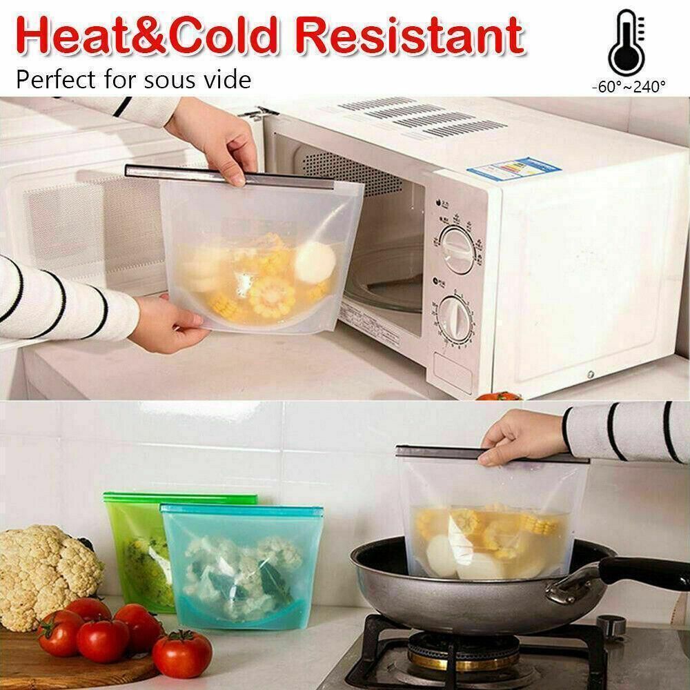 Reusable Silicone Food Storage Bags Leak proof Microwave Freezer Freshness Safe 500ml*1 - White 500ml*1 Unit โ image 2