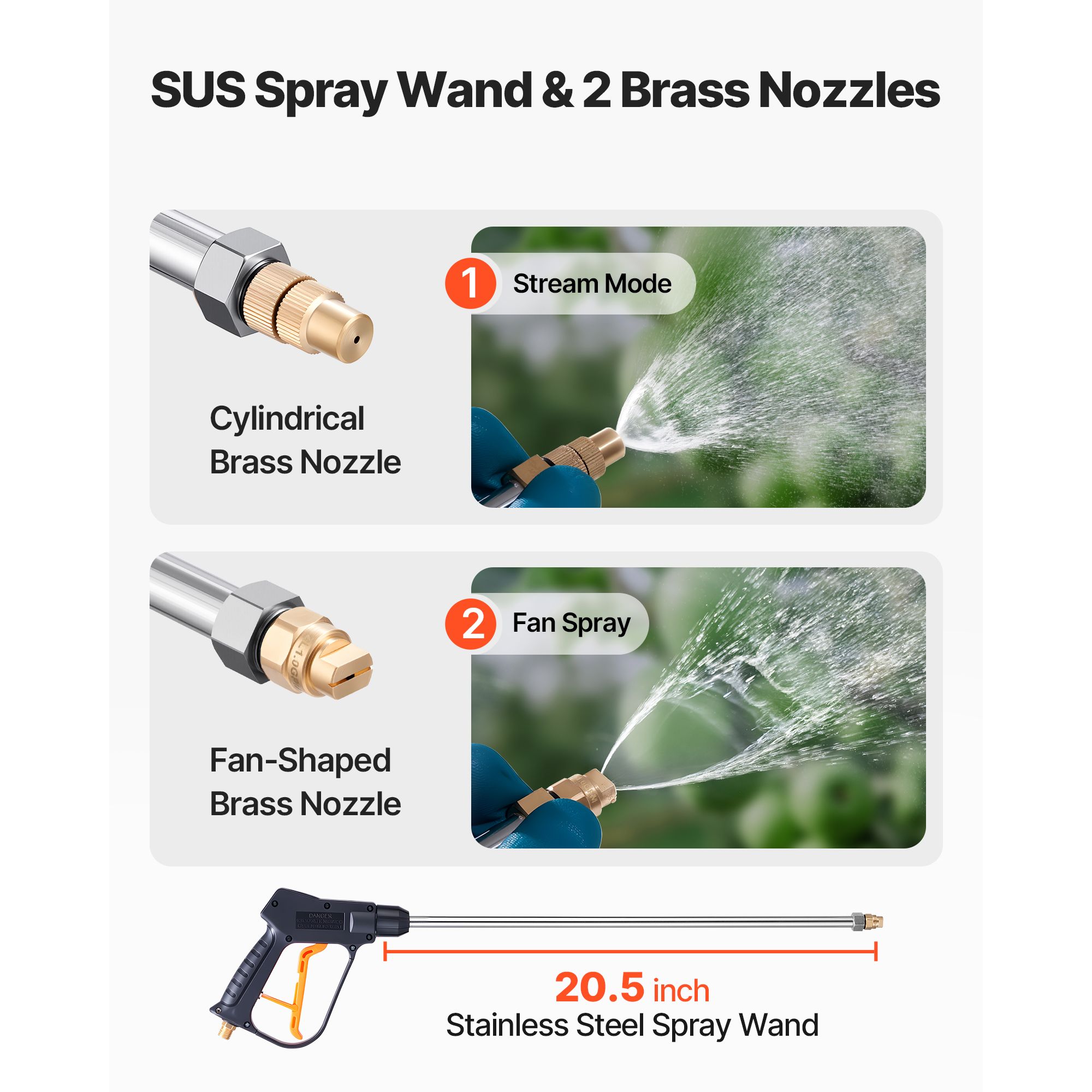 Industrial Concrete Sprayer, 14L Stainless Steel Sprayer, Heavy Duty Tri-Poxy Pump Sprayers, 52cm Wand with Ergonomic Gun Handle, 1.2m & 3m Hoses, 2 Brass โ image 3