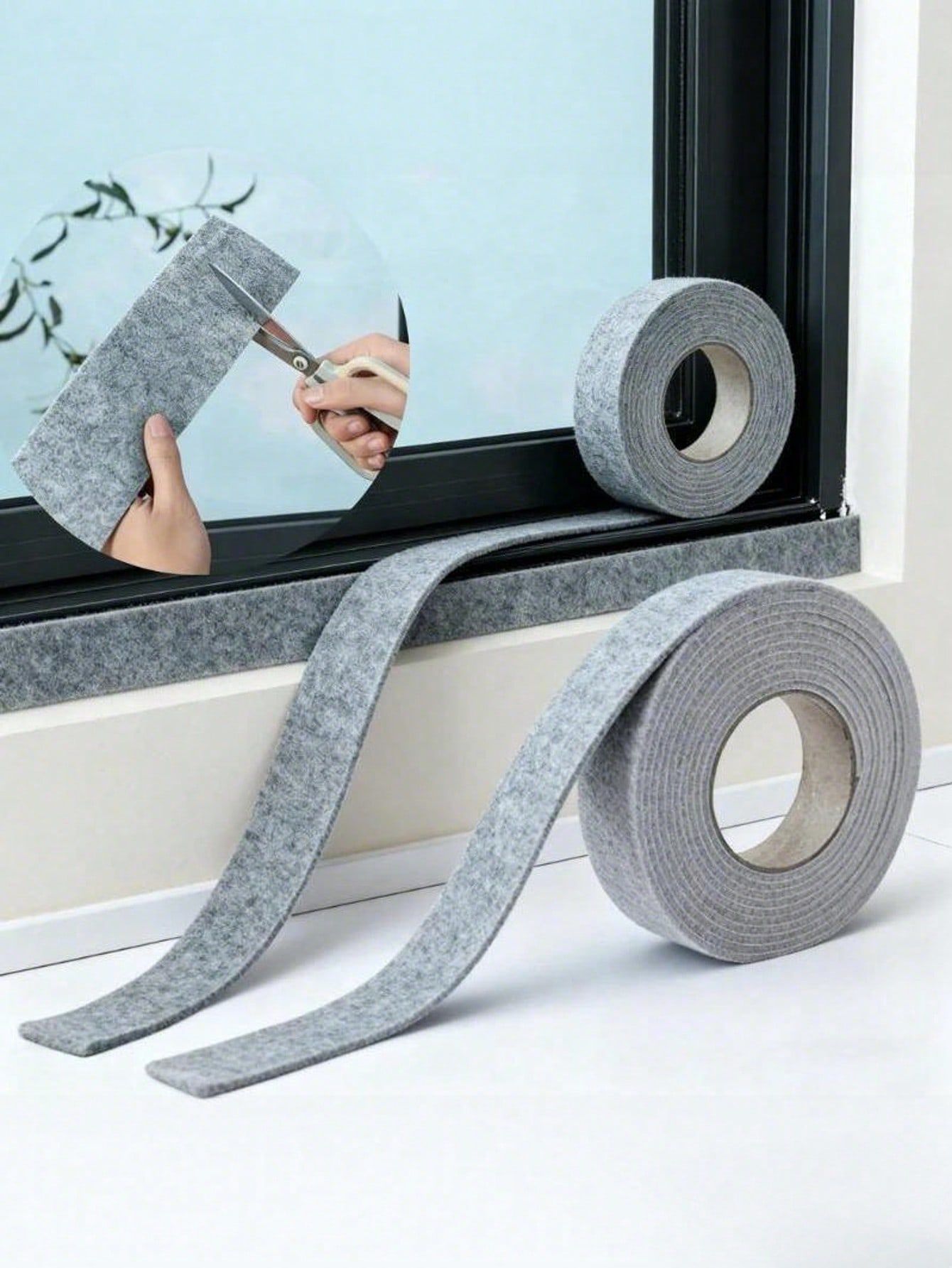 1 Roll 7cm*50cm Gray Self Adhesive Felt Moisture Absorbing Strip, Window Condensation Prevention Sealing Tape