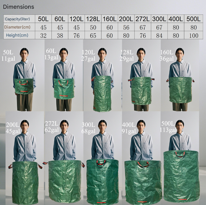 300L(Calibre67*84cm) Heavy Duty Collapsible Garden Waste Bags (Set of 2) - Large Reusable Yard Leaf Bin โ image 3