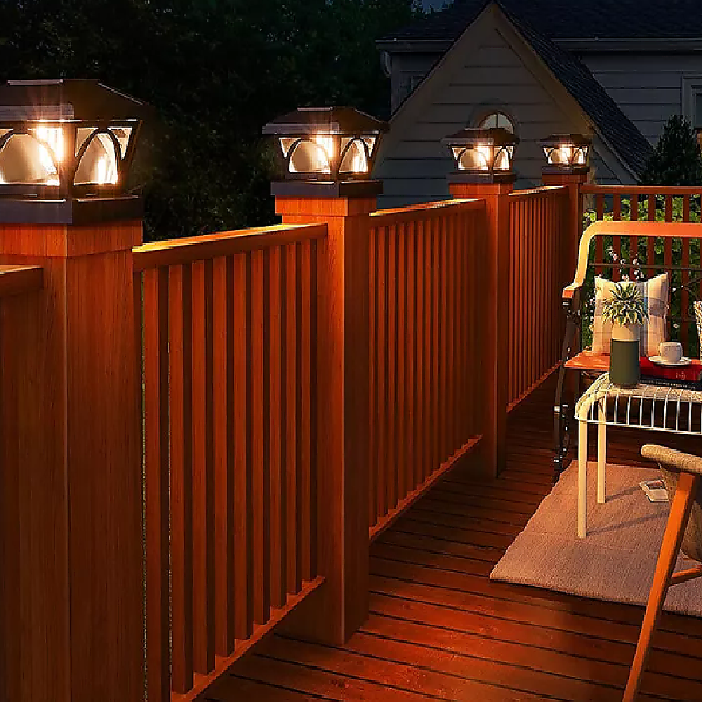 2 Pack Outdoor Flame Light Solar Post Deck Fence Cap — image 3