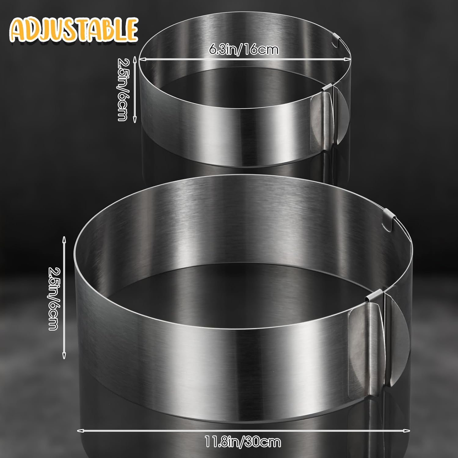Amylove 6-12 Inch Round Cookie Cutter Adjustable Circle Cookie Cutter Stainless Steel Round Cake Trimmer for Baking Kit Mousse Layered Cake Biscuit Food