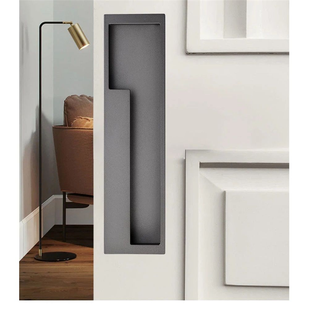 Zinc Alloy Flush Pull Handles, 2pcs Embedded Sliding Door Handle with Hidden Screws, 7.95'' Modern Simple Door Pull Handle for Sliding Barn Drawer Cupboard — image 5