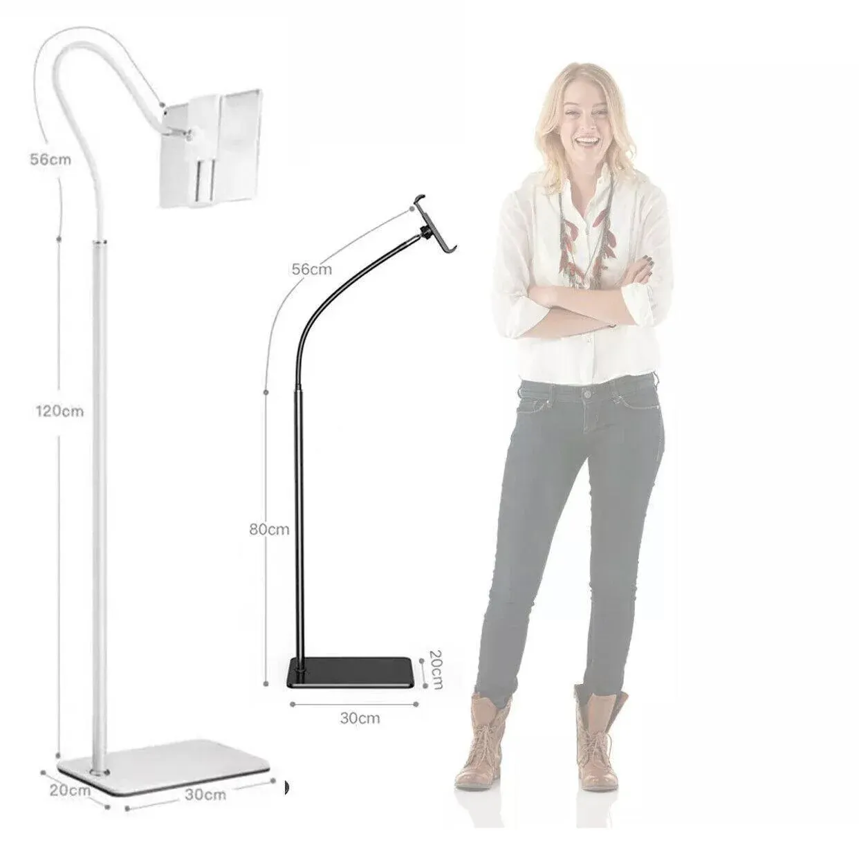 Adjustable Floor/Desk Stand Bed Lazy Mount Holder Arm Bracket For Phone Tablet - Floor Stand (135cm&Black) — image 4