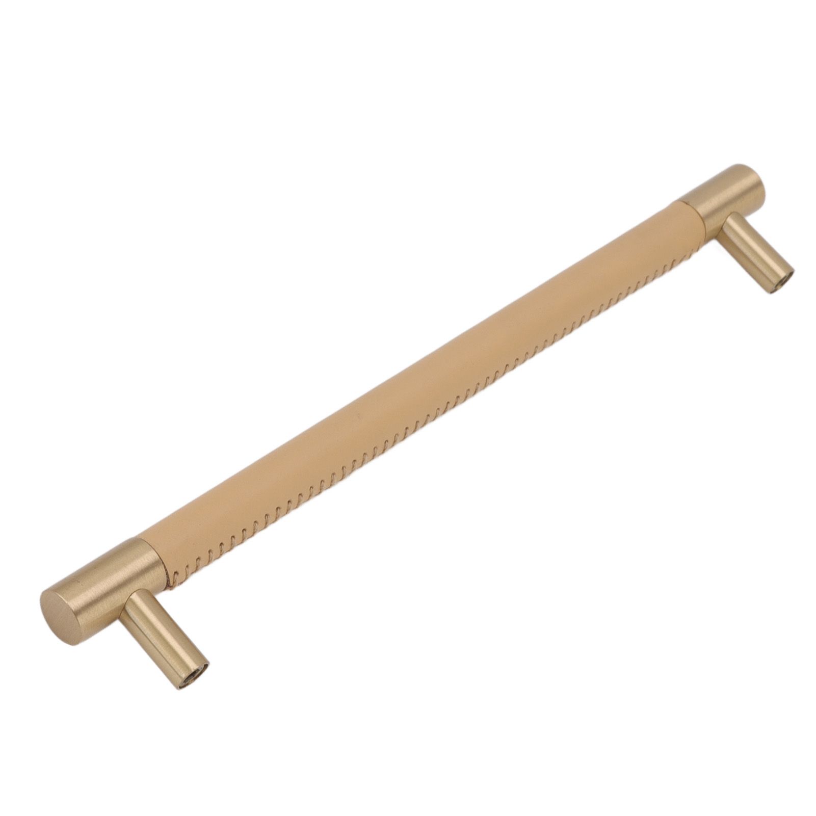 Cabinet Door Handle 224MM Hole Pitch Leather Brass Light Luxury Cupboard Bar Pull Handle for Home Wardrobe Drawer Beige โ image 2