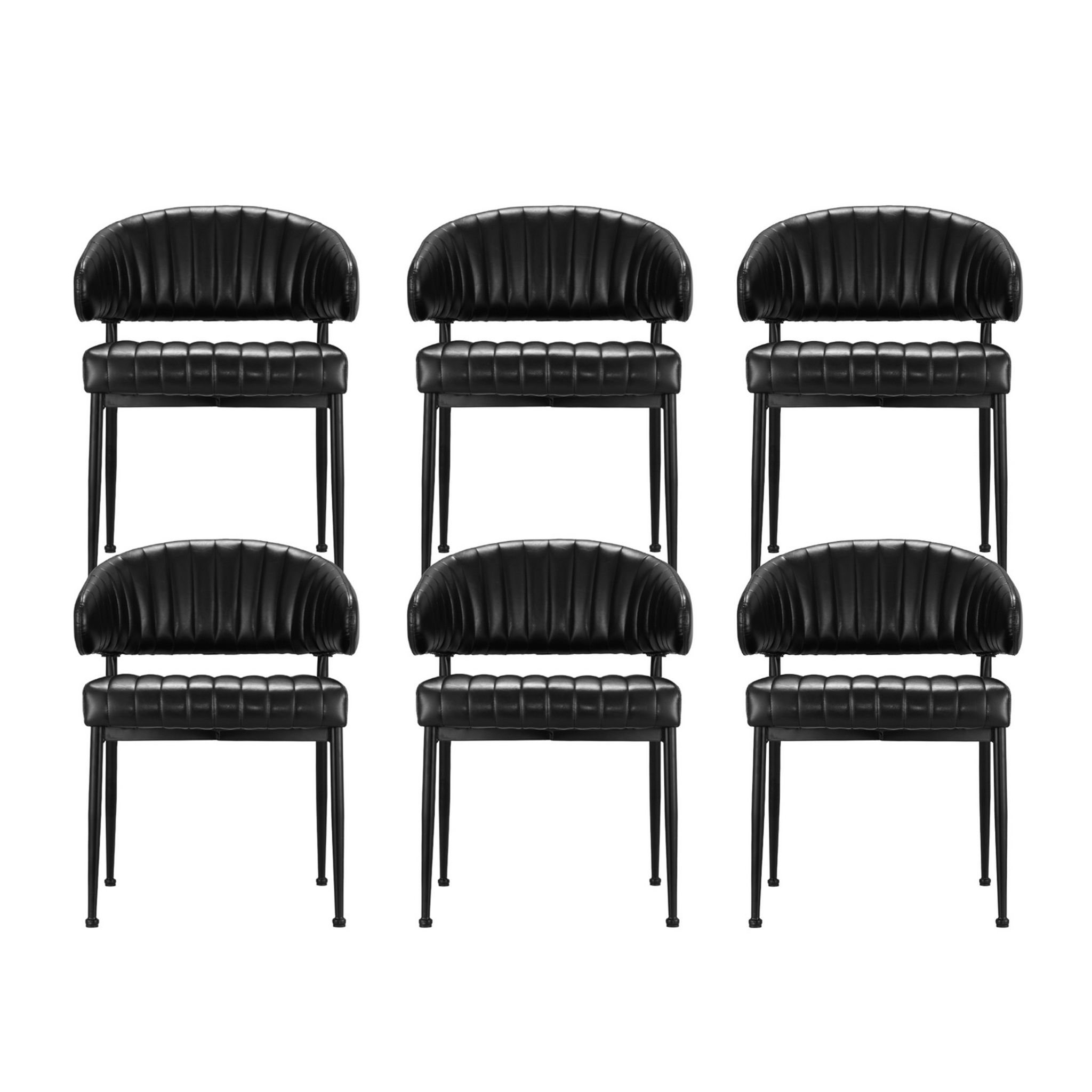 Artiss Dining Chairs Set of 6 Leather Hollow Armchair Black — image 3