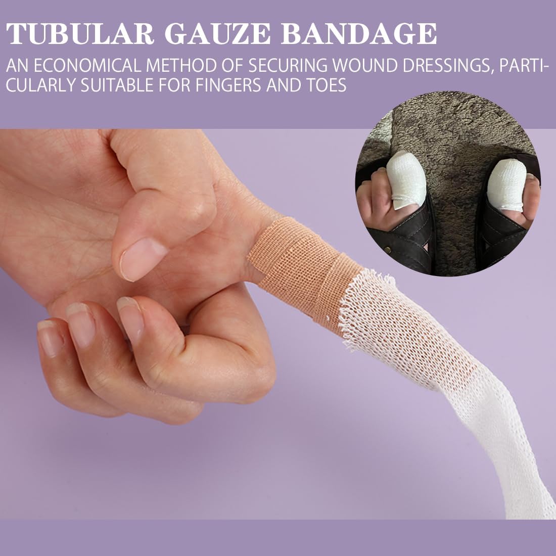 Finger Tubular Bandage, Net Wound Dressing Stretch Tubing Gauze Dressing Retainer Breathable Thumb Toe Covers for Wounds Finger Applicator and Splint, 1.5CM X โ image 4