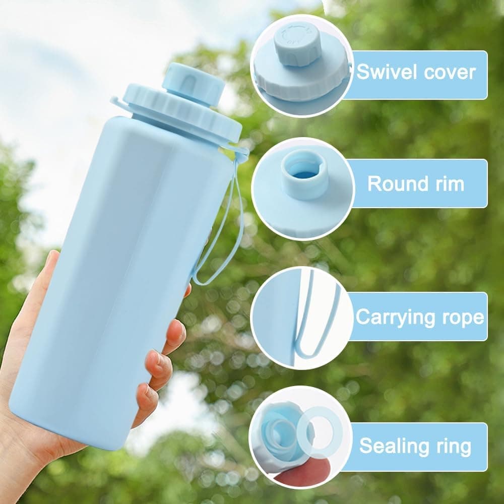Foldable Water Bottle 600ml BPA-Free Lightweight for Travel Gym Camping, Purple — image 4