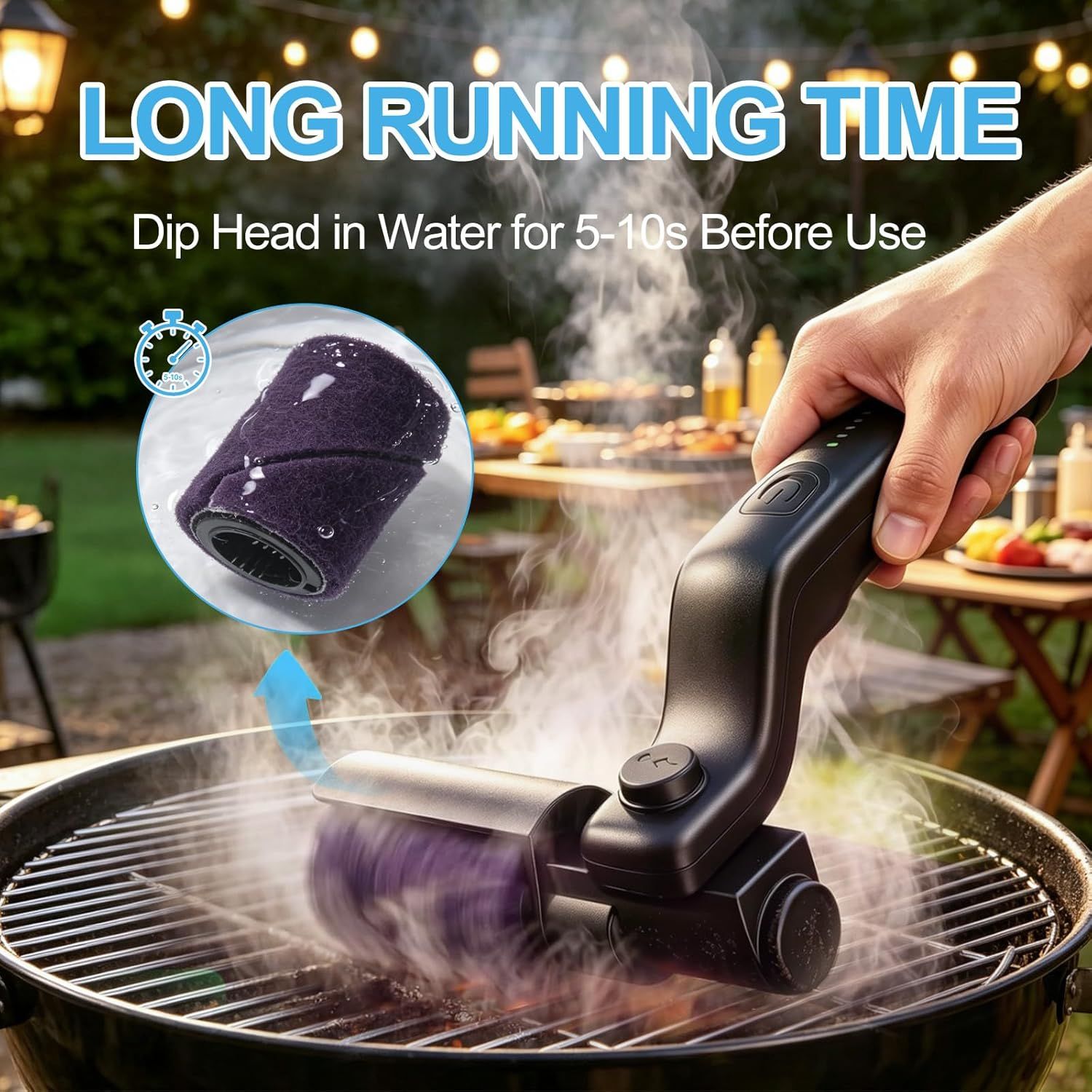 Electric Grill Brush Rechargeable 3-Speed with 180 Degree Adjustable Stainless Steel Head — image 6