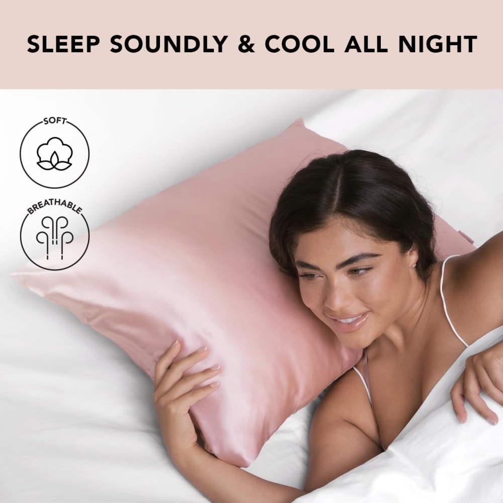 1-Pair Black Luxury Satin Silk Pillowcase for Hair and Skin - Smooth Cooling Pillow Cover with Envelope Closure - King (20 × 36") — image 4