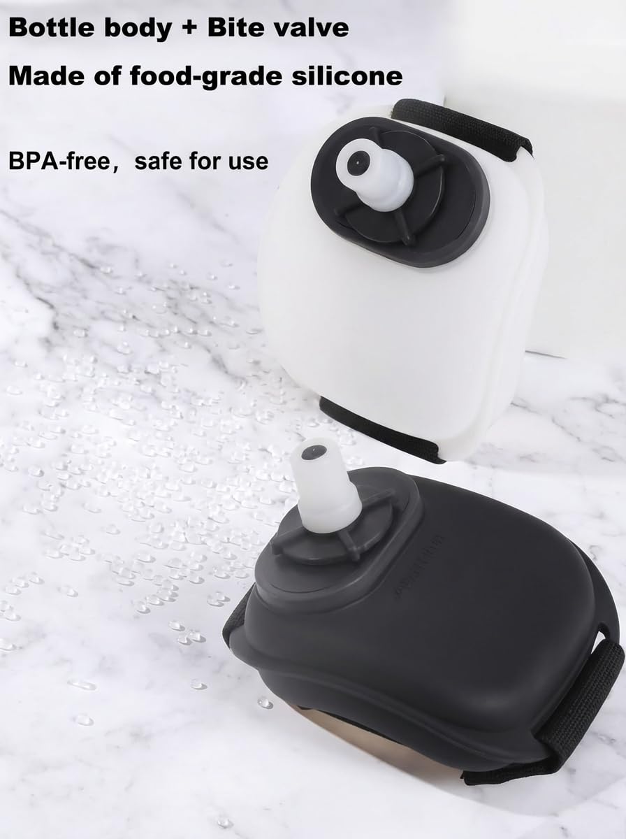 Wrist Water Bottle 7oz Hydration Flask – Hands-Free Leak-Proof Silicone Drink Container for Running, Cycling, Hiking & Fitness Training (Black) — image 6