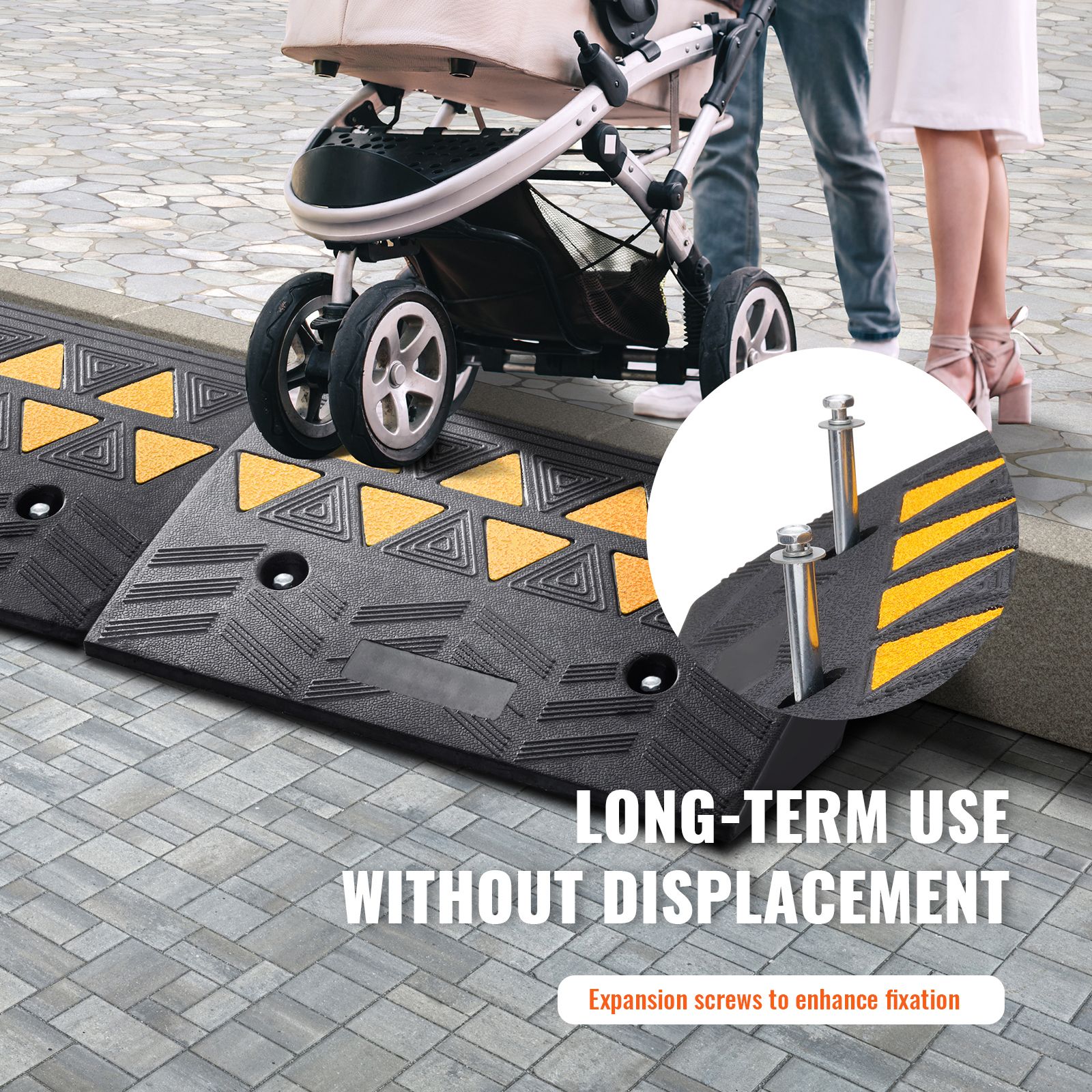 Rubber Curb Ramp 2 Pack, 12.7 cm Rise Height Heavy-Duty 15 tons Load Capacity Threshold Ramps, Driveway Ramps with Stable Grid Structure for Cars, Wheelchairs โ image 6