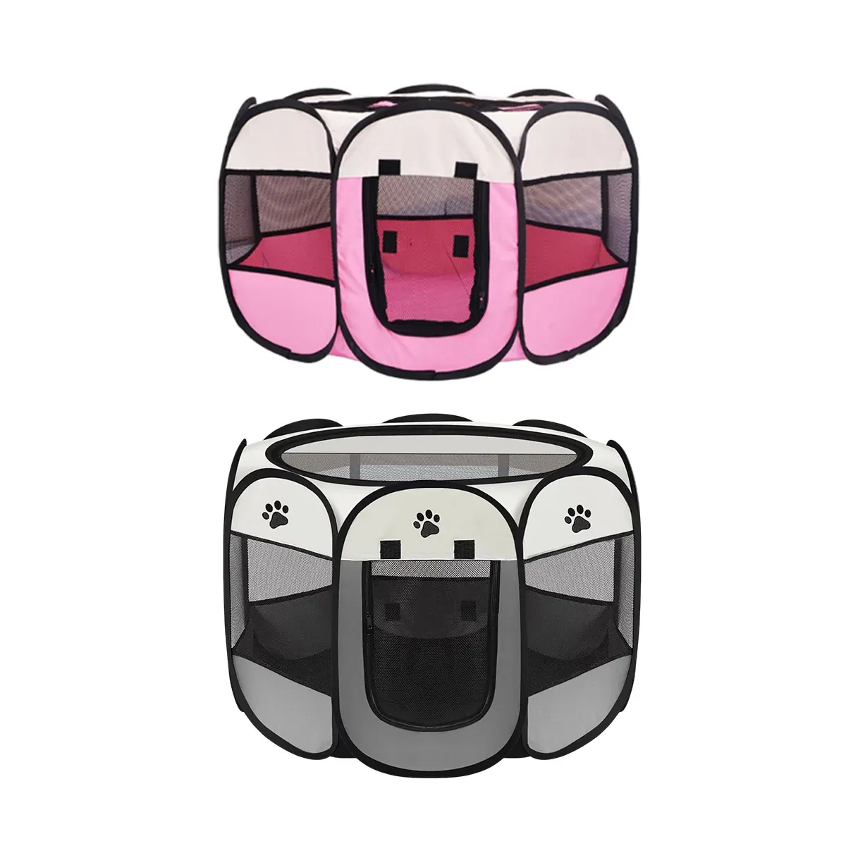 Pet Fence Indoor Cat Dog Tent Octagonal Fence Portable Foldable Cage Kennel - L-Coffee โ image 3
