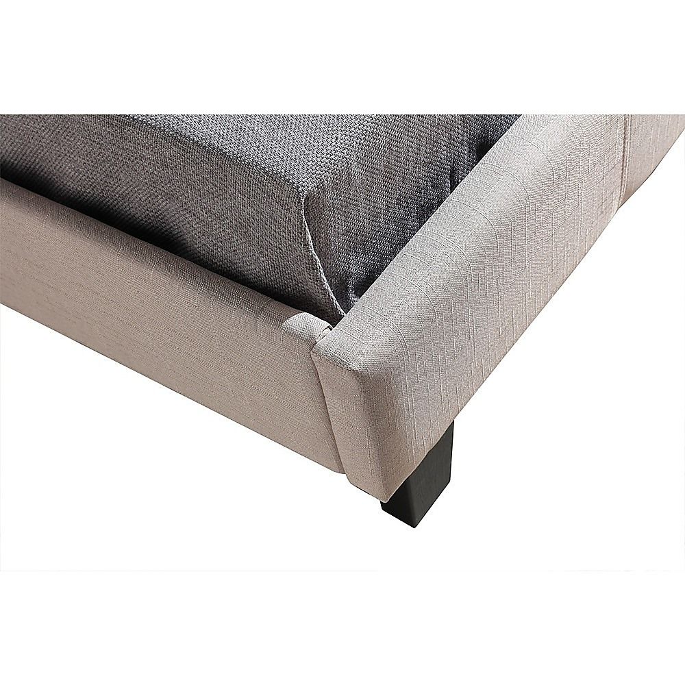 King Single Linen Fabric Bed Frame Beige โ image 4