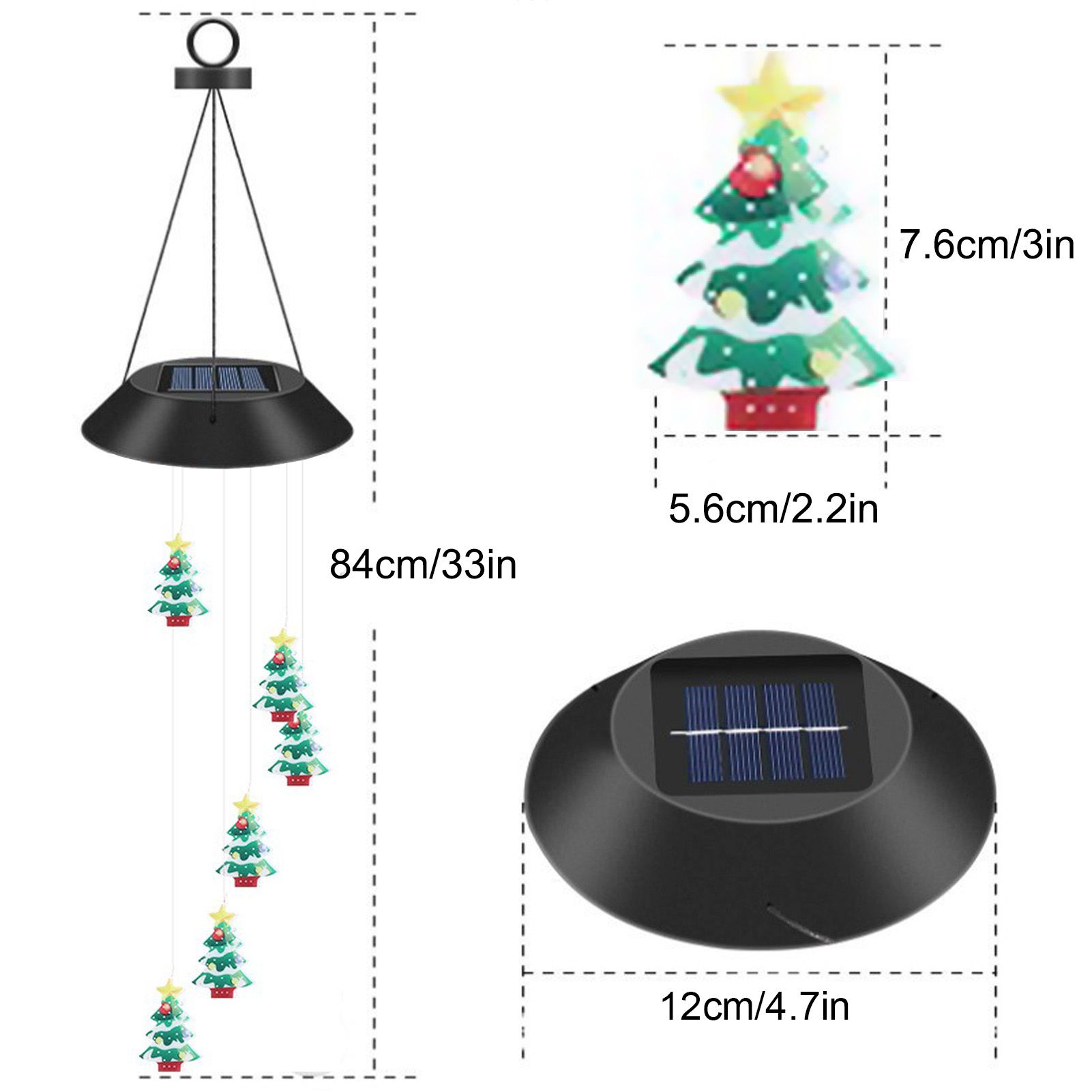 Yard Solar Wind Chime Light LED Solar Powered Wind Chimes Hanging Lamp for Patio Garden — image 6