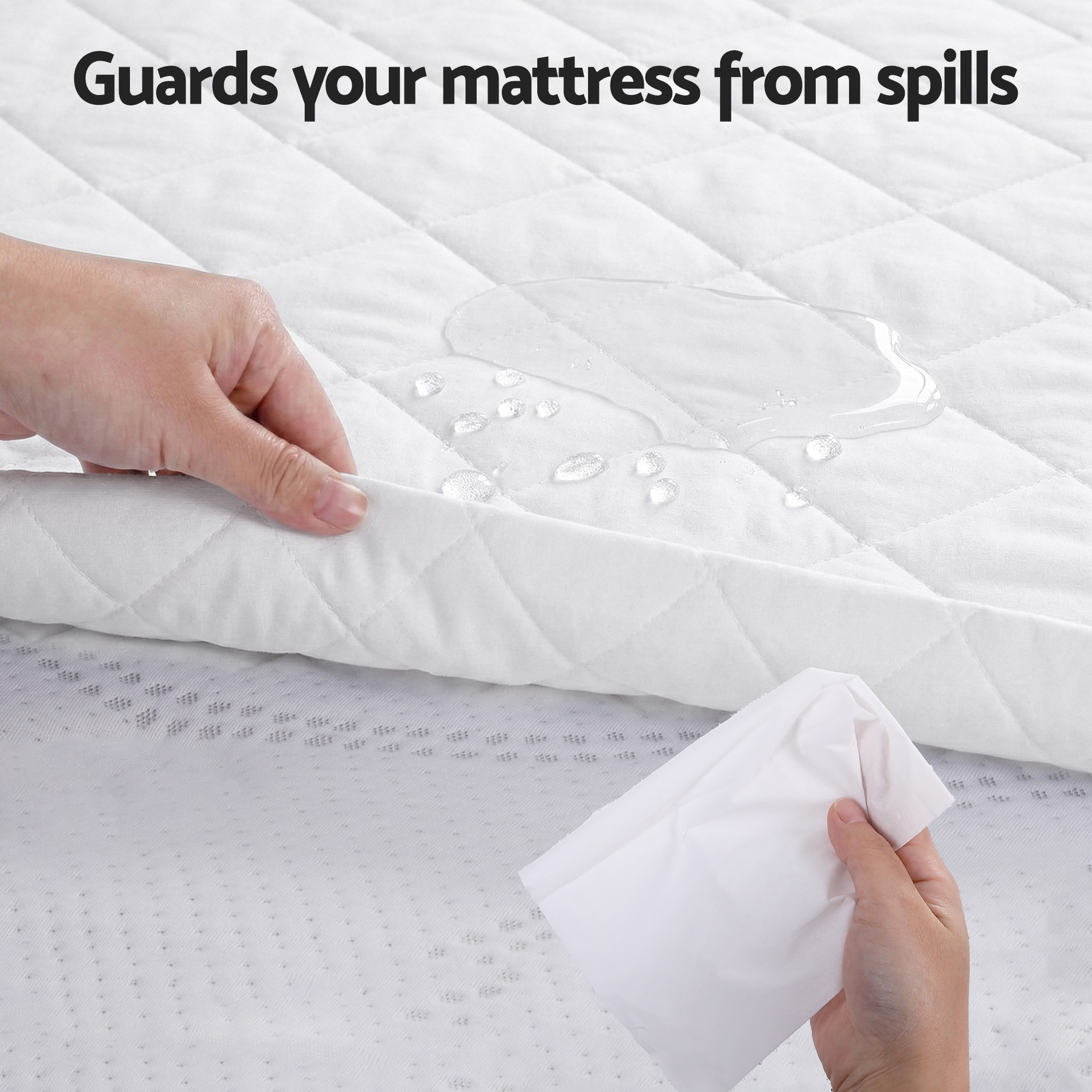 Giselle Waterproof Mattress Protector 100% Cotton Quilted Fitted Cover Queen โ image 6