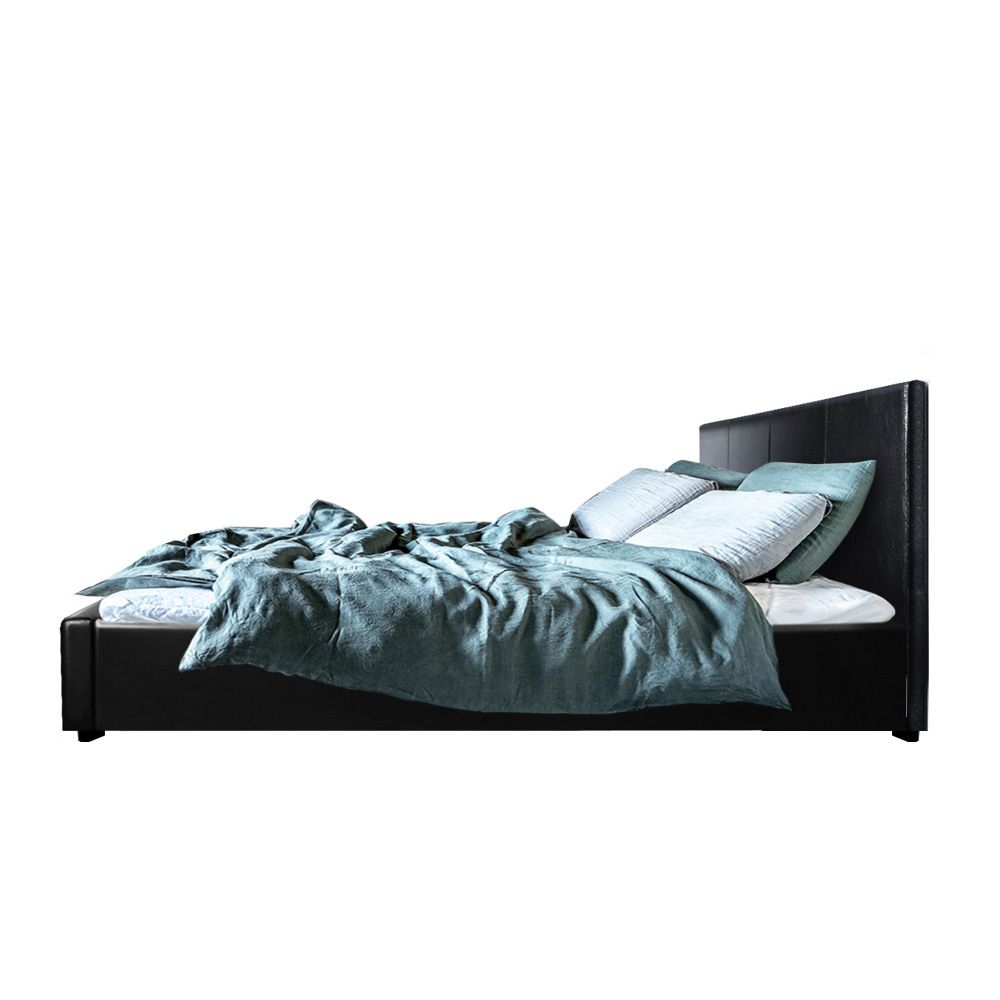 Artiss Bed Frame Queen Size Gas Lift Black NINO โ image 5