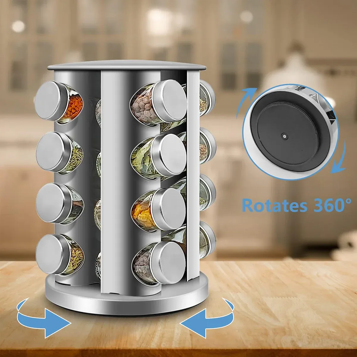 Rotating Spice Bottle Seasoning Rack Multi layer Seasoning Jar Storage Kitchen - Square — image 5