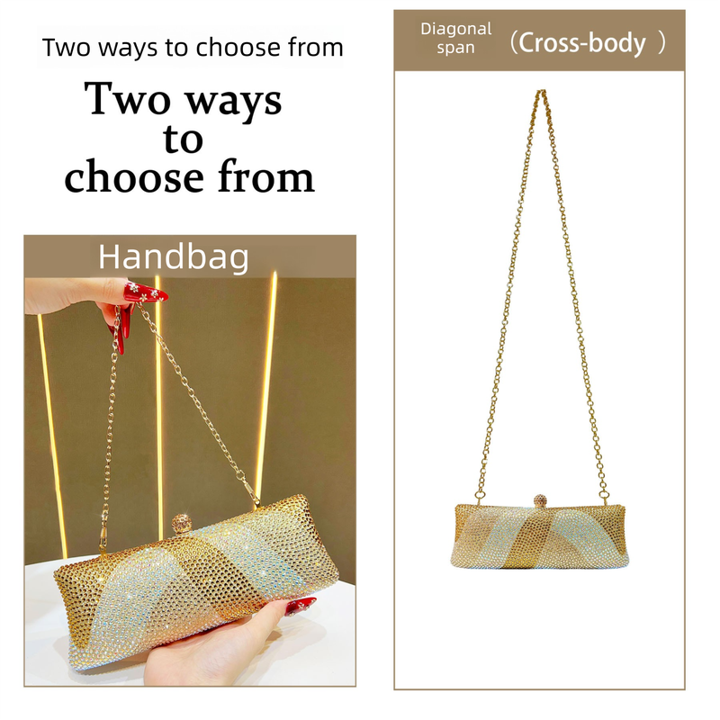 Luxury Rose Red Crystal Evening Clutch Bag Gradient Rhinestone Hard Case Purse with Detachable Chain for Wedding Prom Cocktail Party Fits Smartphone โ image 5