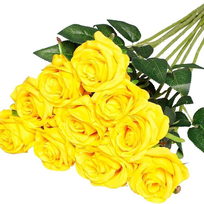 Artificial Silk Roses 25-Piece Bouquet Wedding Decorations Family Gathering - Royal Blue - Size L — image 6