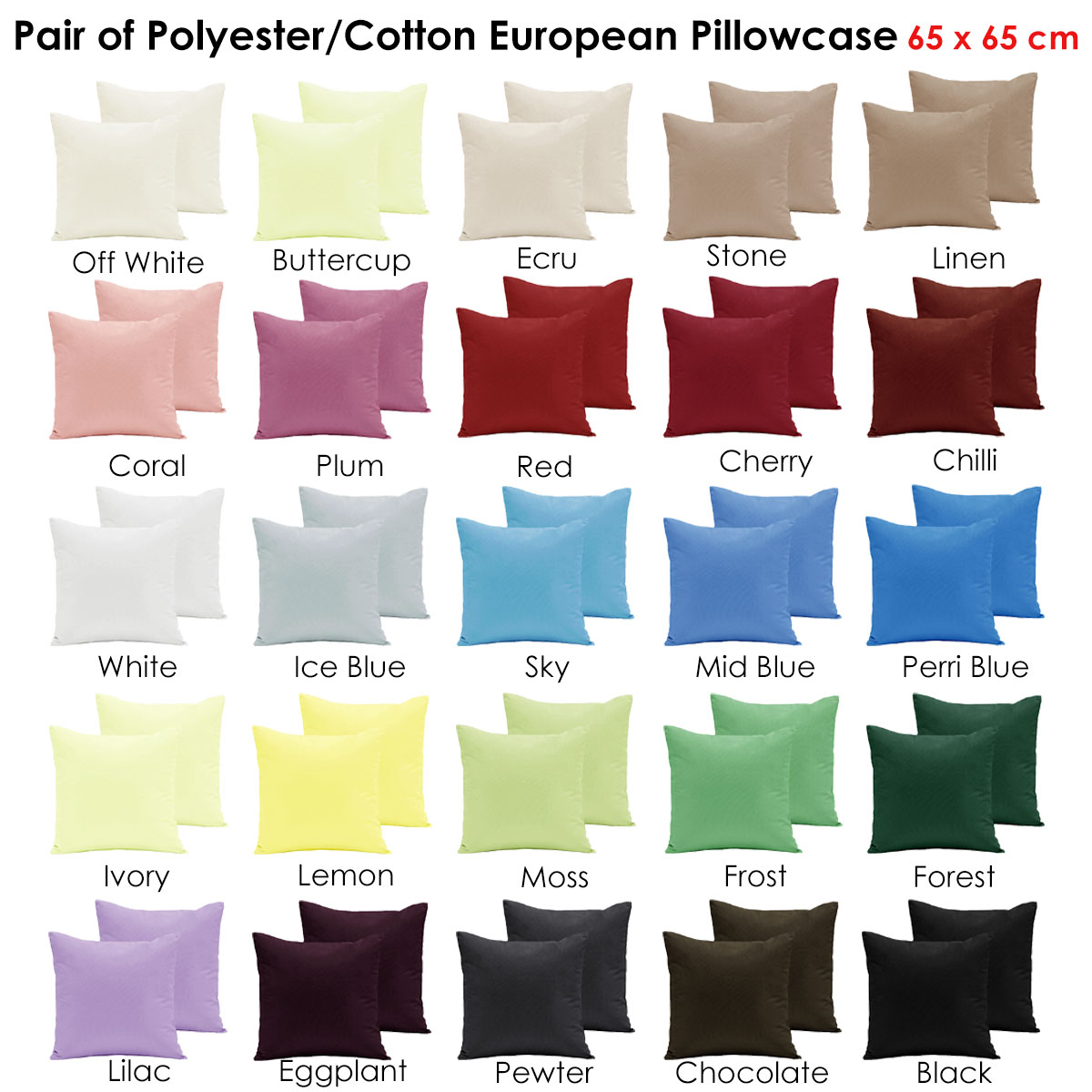 Pair of Polyester Cotton European Pillowcases Off White — image 2