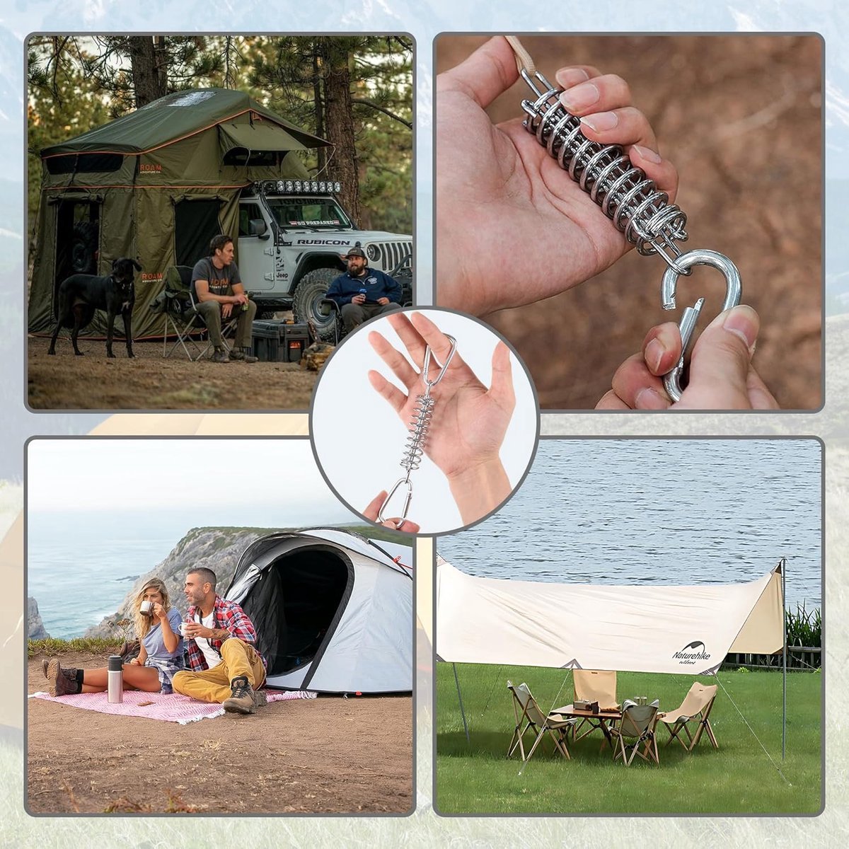 4x Tent Tension Spring - Camping Tent - Tension Spring - Sun Sail - Awning Tension Springs - High-Strength Spring Buckle - Mounting Accessories for — image 3