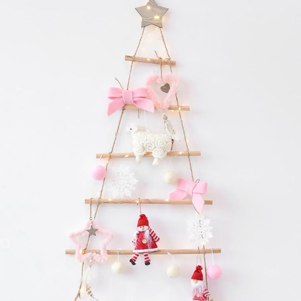 Wooden Hanging Ornaments with Star and Rope Decoration for Wall Christmas Tree — image 3