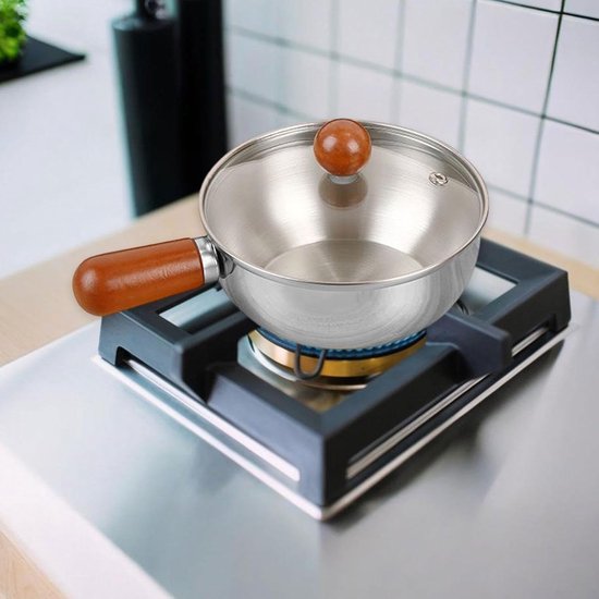 Stainless steel breakfast bowl - Small walnut wood pot for one person - Suitable for fruit salad, yoghurt and muesli (13cm bowl with lid, spoon) โ image 4