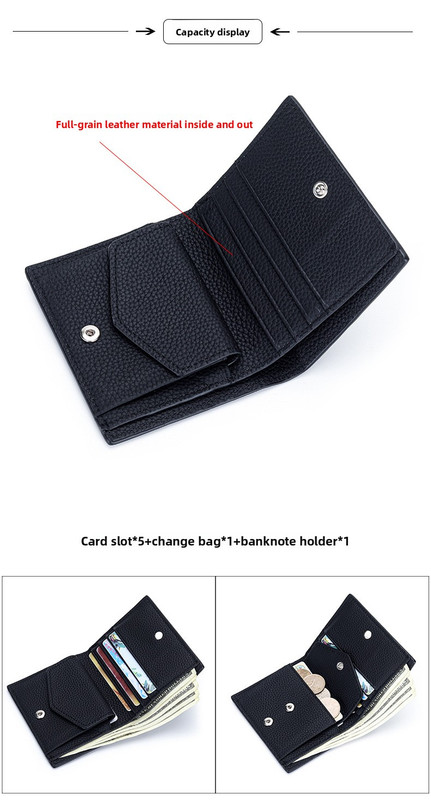Women's Genuine Leather Bi-fold Wallet - Slim Short Purse with Coin Pocket & RFID Blocking - Soft Cowhide Minimalist Card Holder - Pink โ image 5