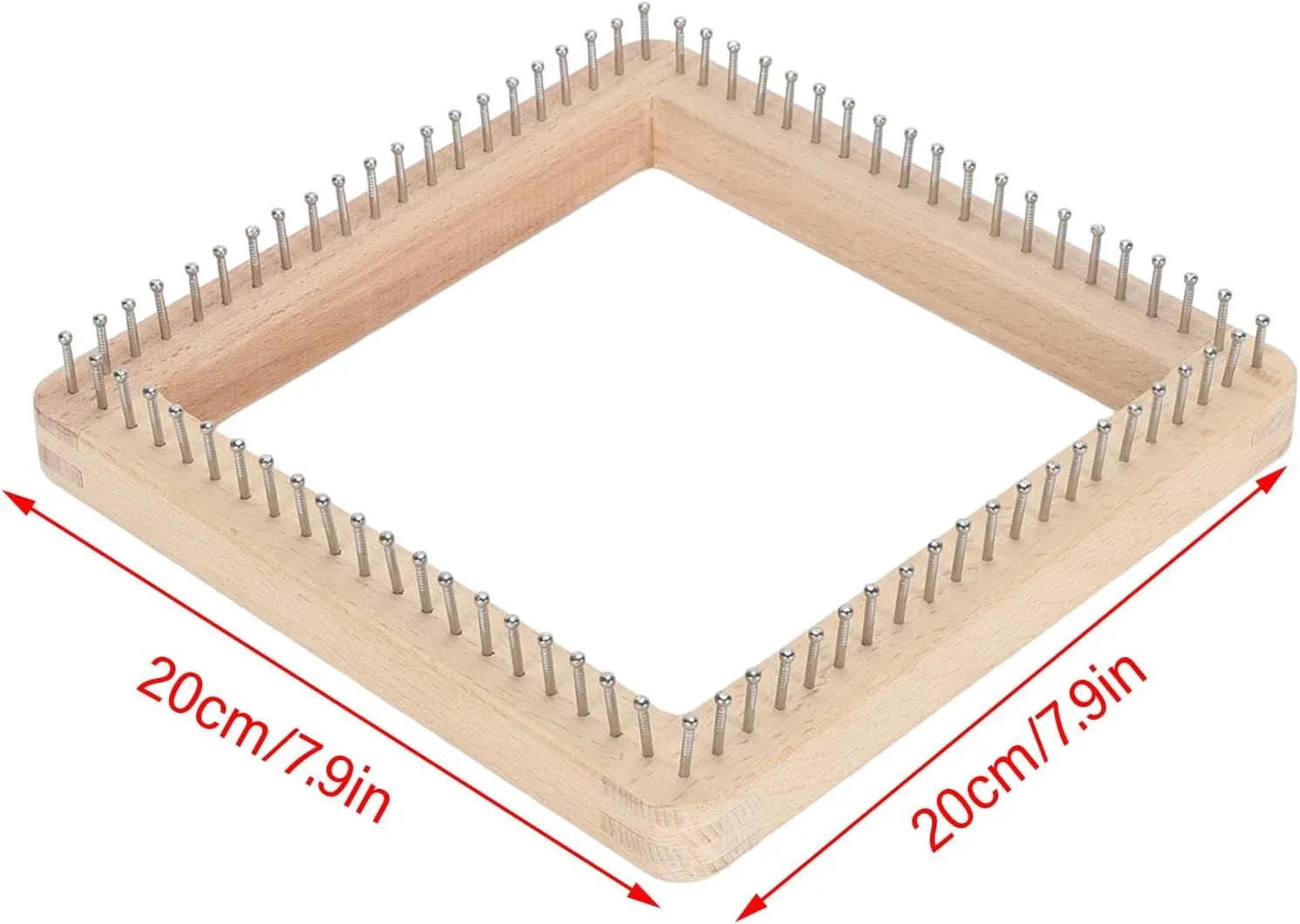 Square Wooden Knitting Loom, Beech Wood Board with Stainless Hooks for Blankets Scarves, 20 x 20cm โ image 5
