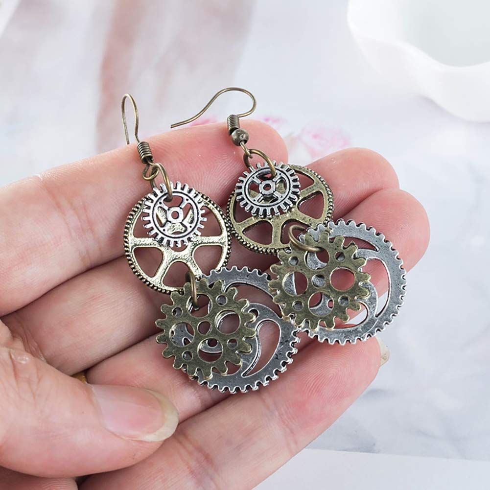 Handcrafted Steampunk Antique Look Brass-Tone Gear Earrings for Women Personalized Jewelry Gifts Wonderful gifts — image 2