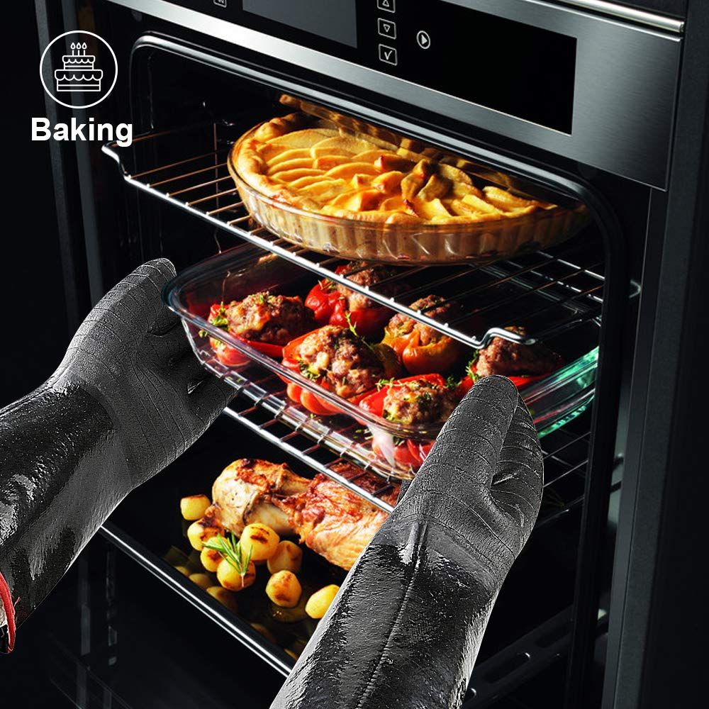 Extreme Heat Resistant Gloves for Grill BBQ, Waterproof Long Sleeve Pit Grill Gloves for Fryer, Baking, Oven,Smoker(14-Inch ) — image 4
