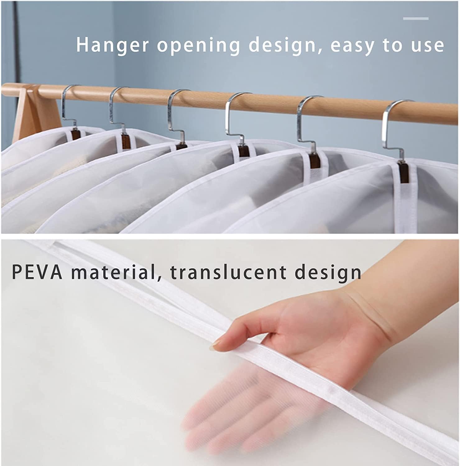 Garment Bag Suit Bag, 5 Pack Coat Cover Clothes Storage Bags Garment Dust Cover Bags with Zipper for Coat Suits Dresses Costumes Uniforms (40 × 24in, L) — image 6