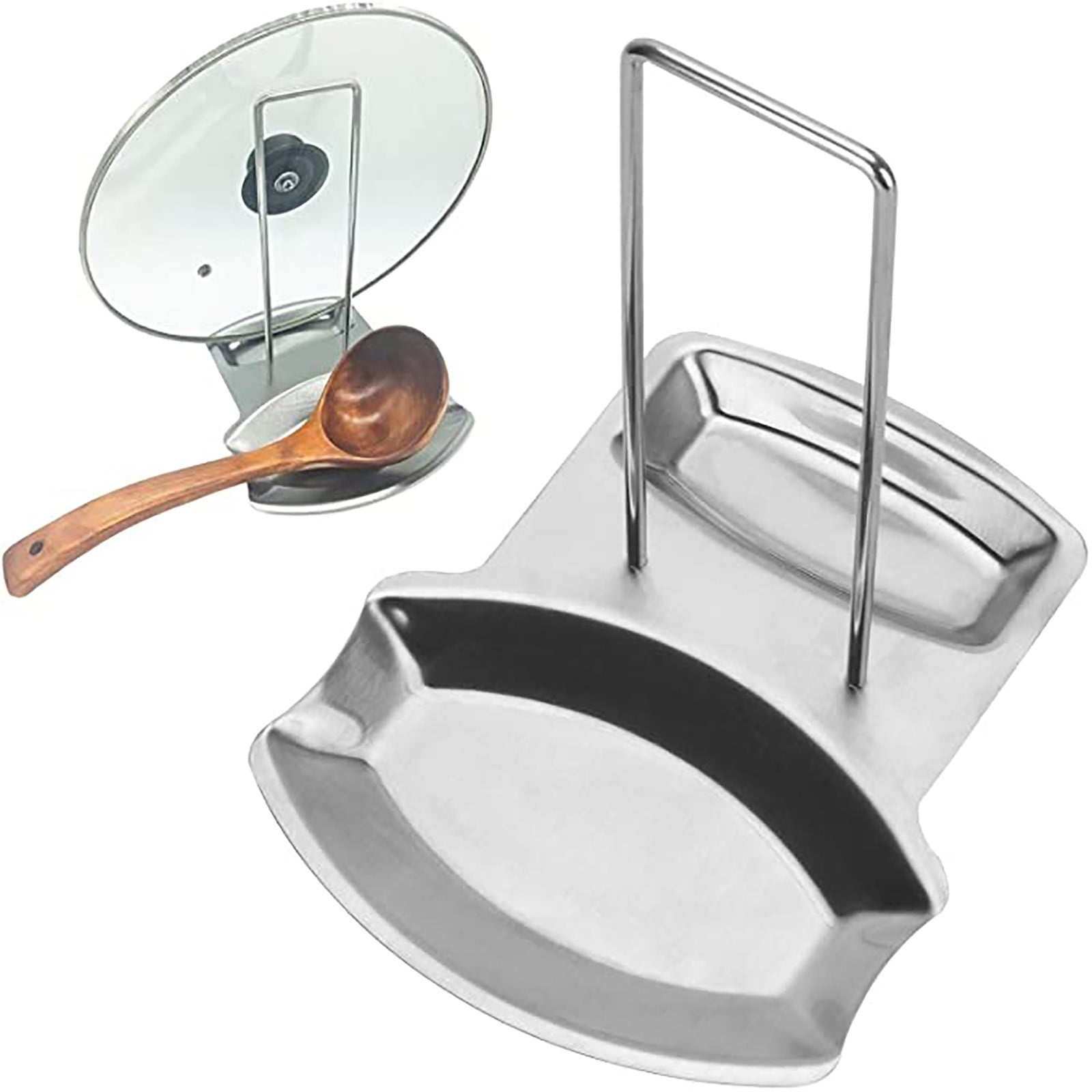 Lid and Spoon Rest Shelf, Pot Lid Organizer, 304 Stainless Steel Pan Pot Cover Lid Rack Stand Organizer, Pan Lid Organizer Storage Soup Spoon Rests Utensils