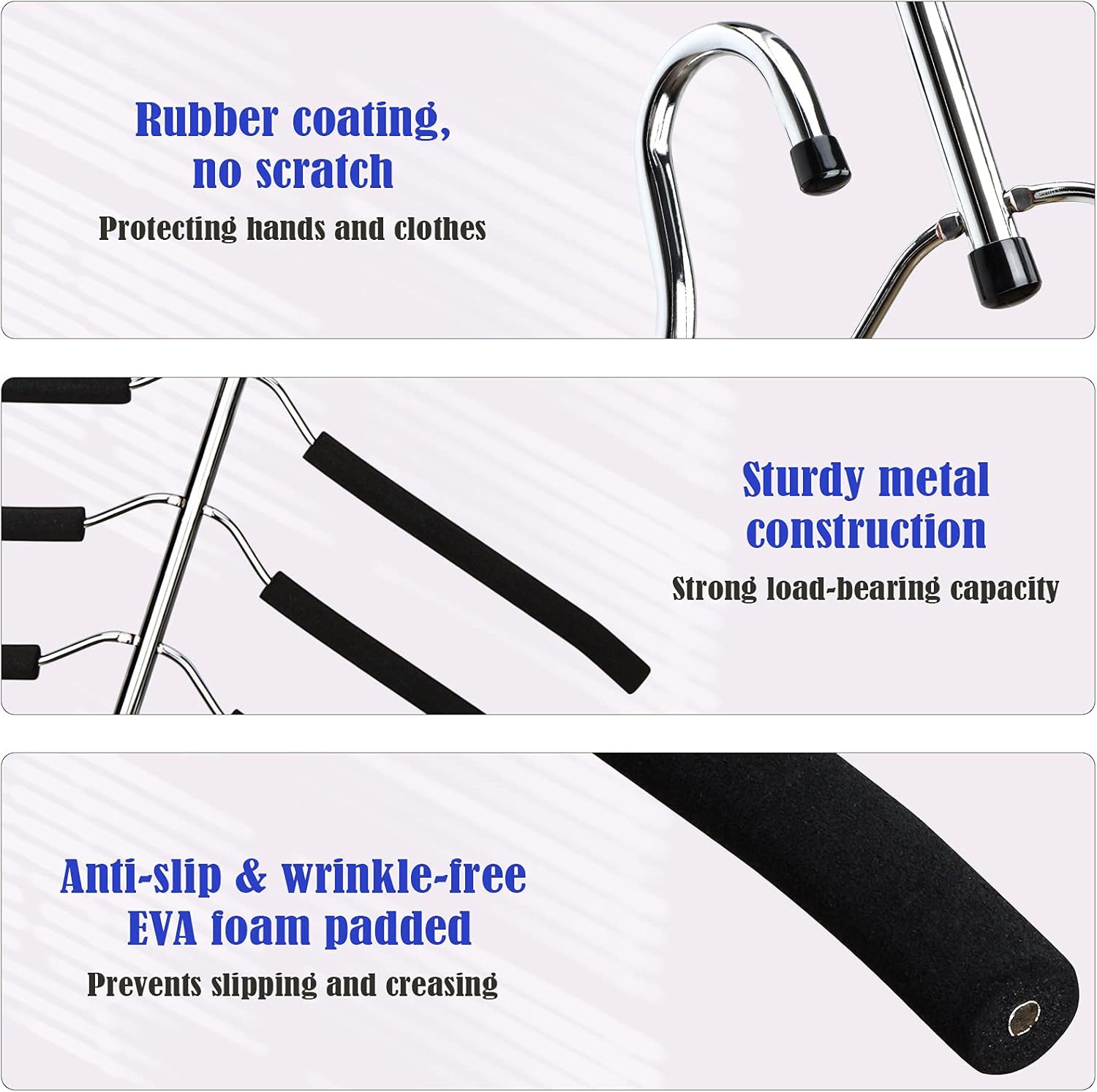 Hangers Space Saving Clothes Hanger 2 Packs Swing Arm Non Slip Padded Coat Hanger 5 Layers Heavy Duty Stainless Steel Sweater Shirt Hanger Closet Storage — image 2