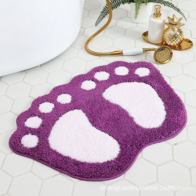 Faux Wool Bathroom Mat Super Absorbent Mat Paw Shaped Mat Non Slip Mat Machine - Pink - Size 40-60cm — image 4