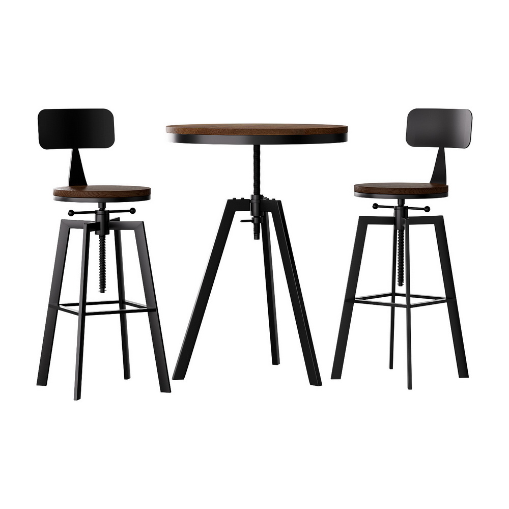 Artiss Bar Table and Stools Set Dining Desk Industrial Kitchen Chairs Cafe Pub โ image 3