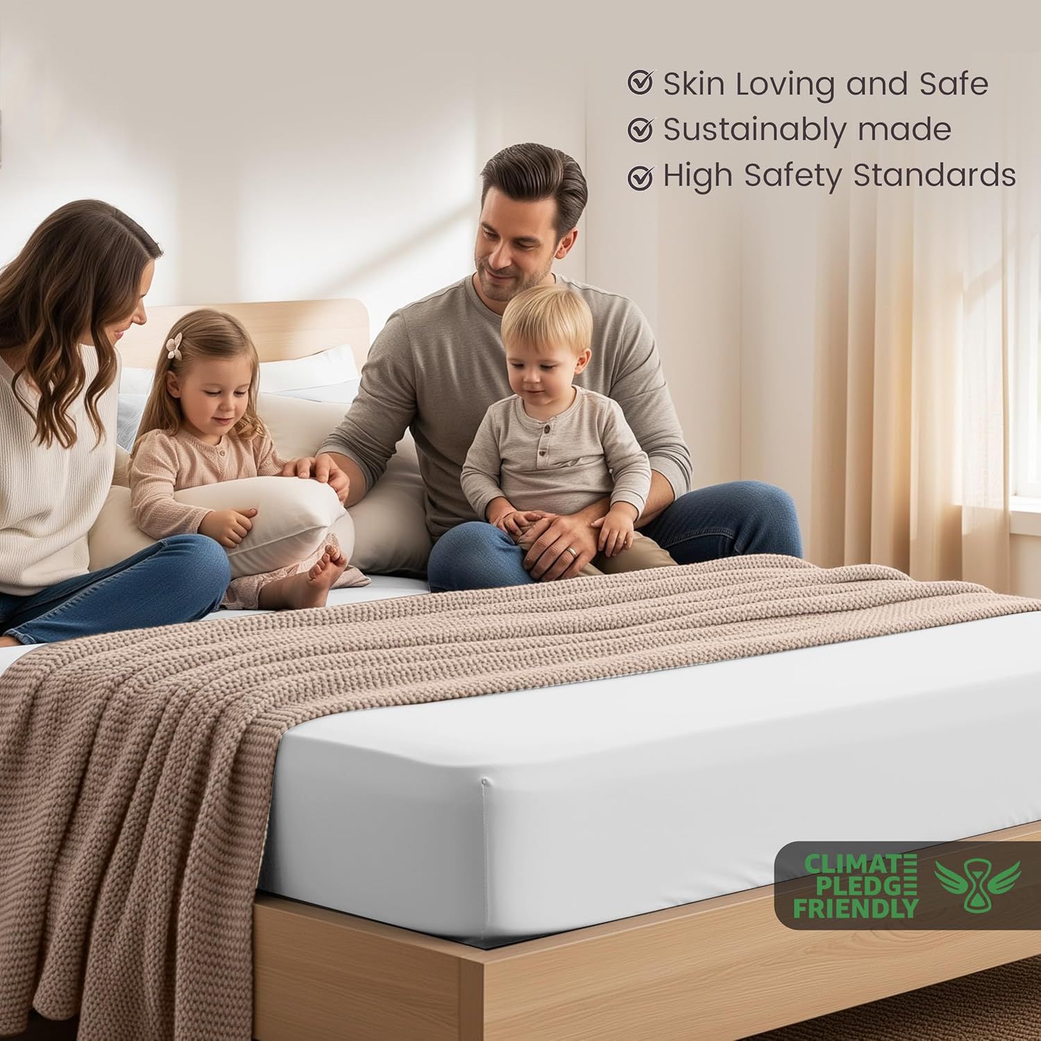 Hotel Quality Fitted Sheet - 1 Piece Fitted Sheet -Breathable Bedding - Wrinkle, Fade, Stain Resistant- 16inch/40cm Deep Pocket Fitted Bed — image 3