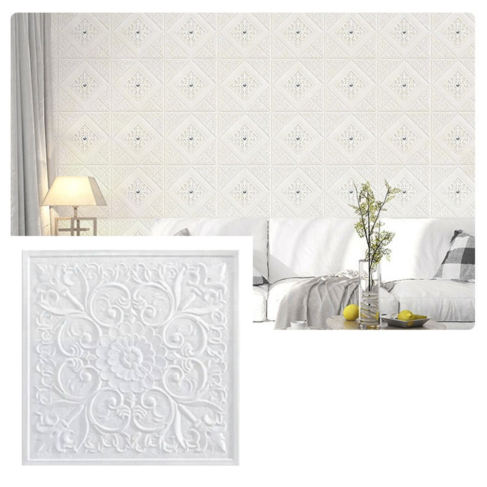 1PC 1/10pc 3D Tile Brick Wall Sticker Self-adhesive Foam Panel Stickers Living Room Bedroom Ceiling Wall Stickers Home Decoration Smile Home