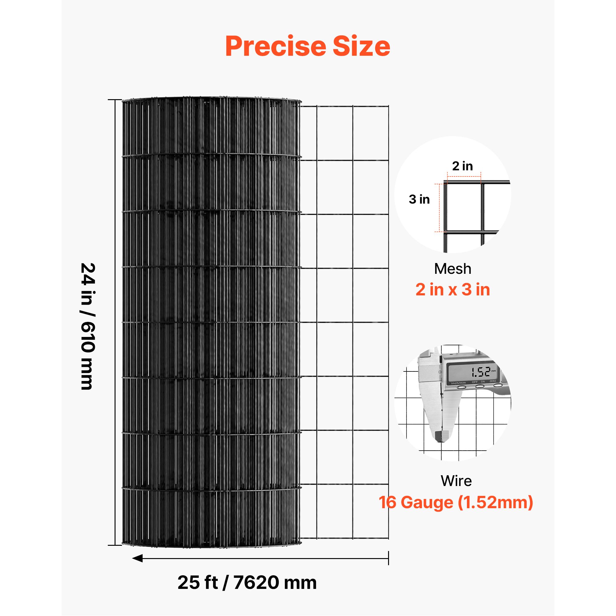 Hardware Cloth 61cm x 7.62m, 2 × 3 in Mesh 16 Gauge Galvanized Wire Mesh Roll, Weather-Resistant Vinyl Coated Chicken Wire Fencing, Heavy Duty Welded Garden — image 3