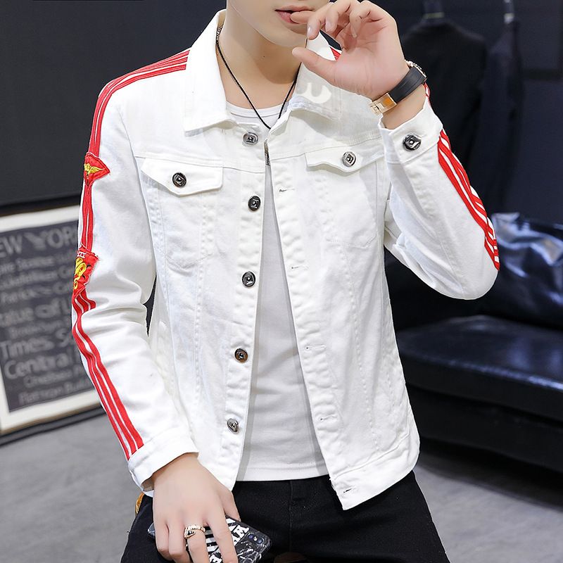 Tiwang Men Slim Korean Denim Jacket Long Sleeve Chao Brand House 186 Yellow Size: M; Height (cm): 165-170; Weight (kg): 55-65; Bust (cm): 100; Shoulder width โ image 2