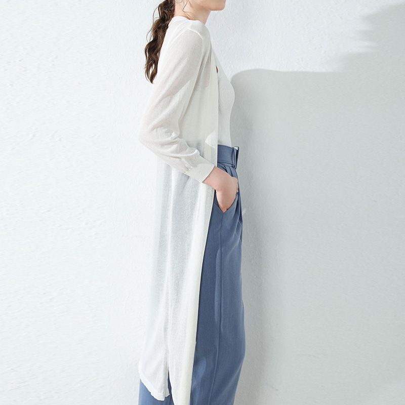Women Linen Knitted Cardigan Yan He Velvet 2025 Summer Grey XL Size: XL; Height (cm): 170-175; Weight (kg): 60-65; Bust (cm): 94-98; Waist (cm): 78-82 — image 3