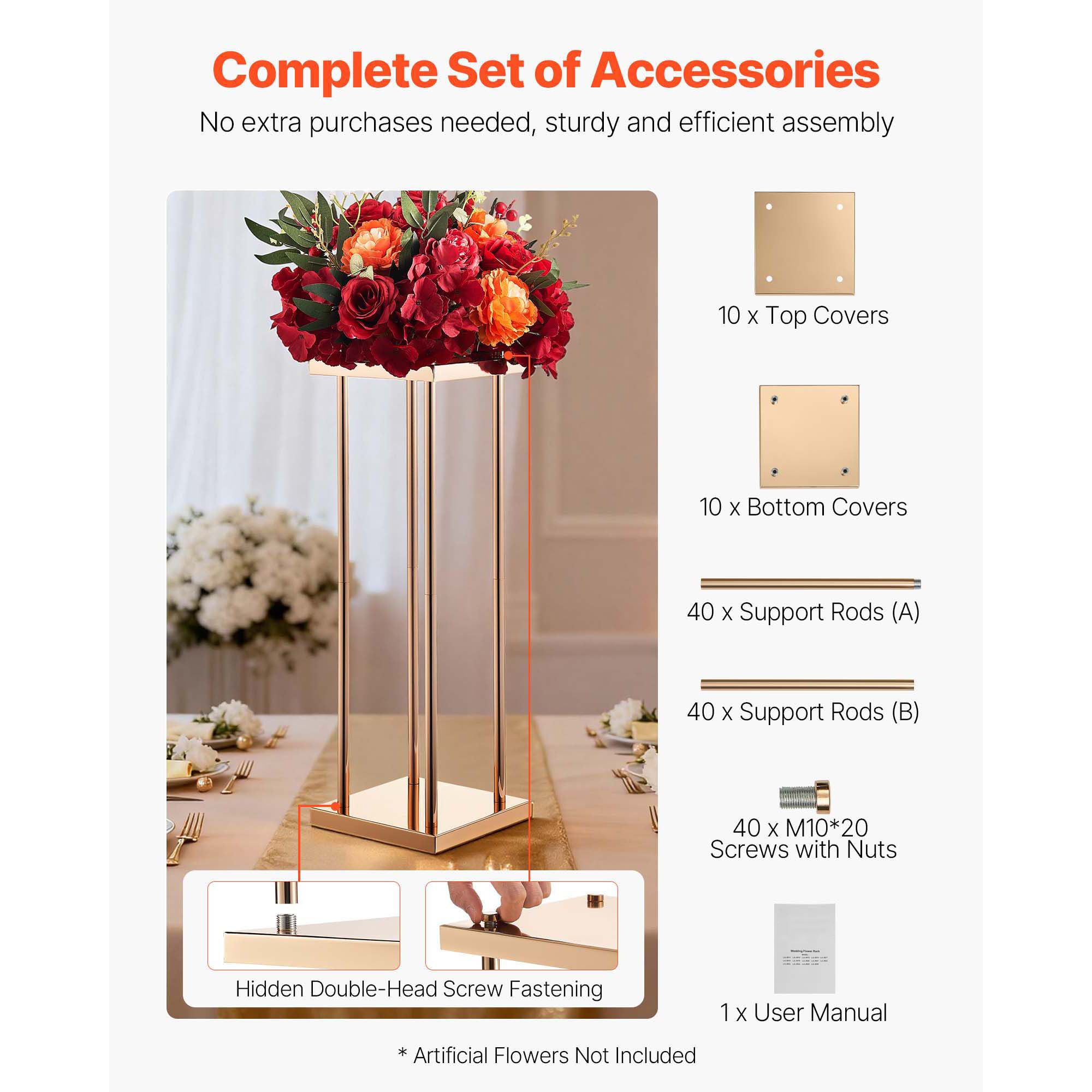 Wedding Flower Stand, 10PCS 60cm Column Flower Stand, Floral Stands with Metal Laminate, Cylindrical Cubic Floral Display Rack for Wedding, Party, Birthday — image 5