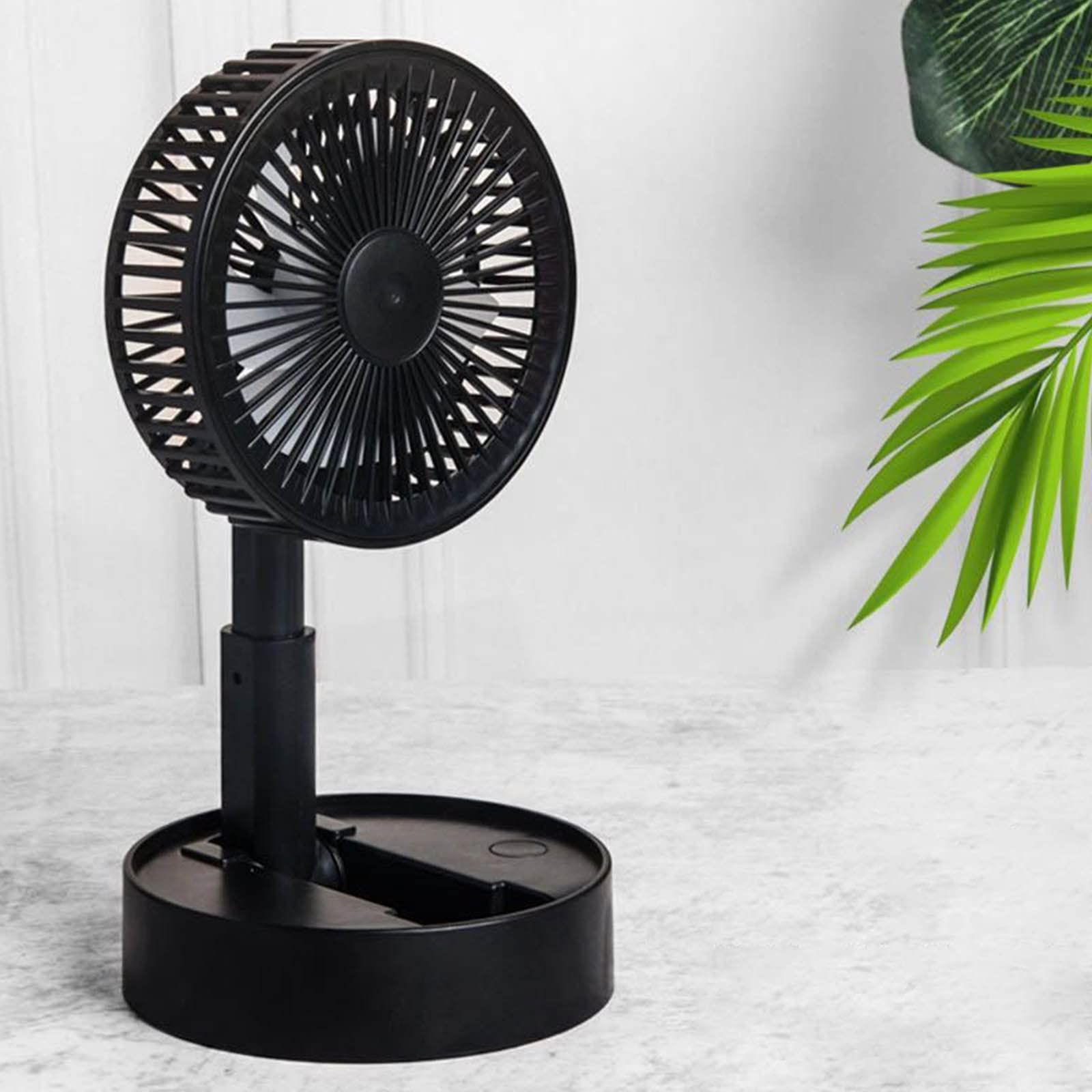 USB Rechargeable Handheld Fan 180 ° Flip Portable Desktop Office Fan Folding Retractable Fan Outdoor Mini Fan - Black — image 5
