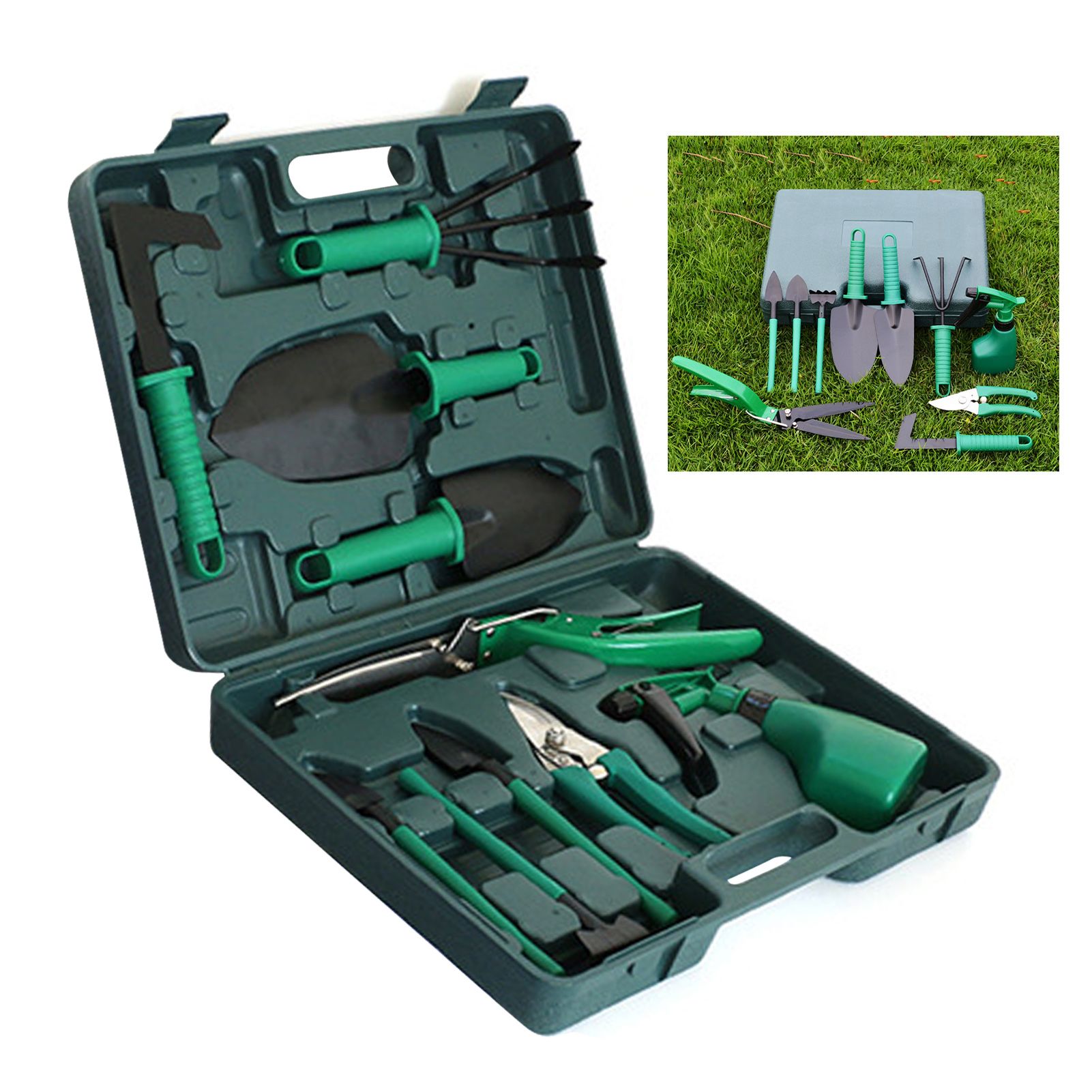 Potted Plant Pruning Shovel Kit Garden Planting Weeding Set Bonsai Trimming Garden Tools Green 10 PCS — image 6