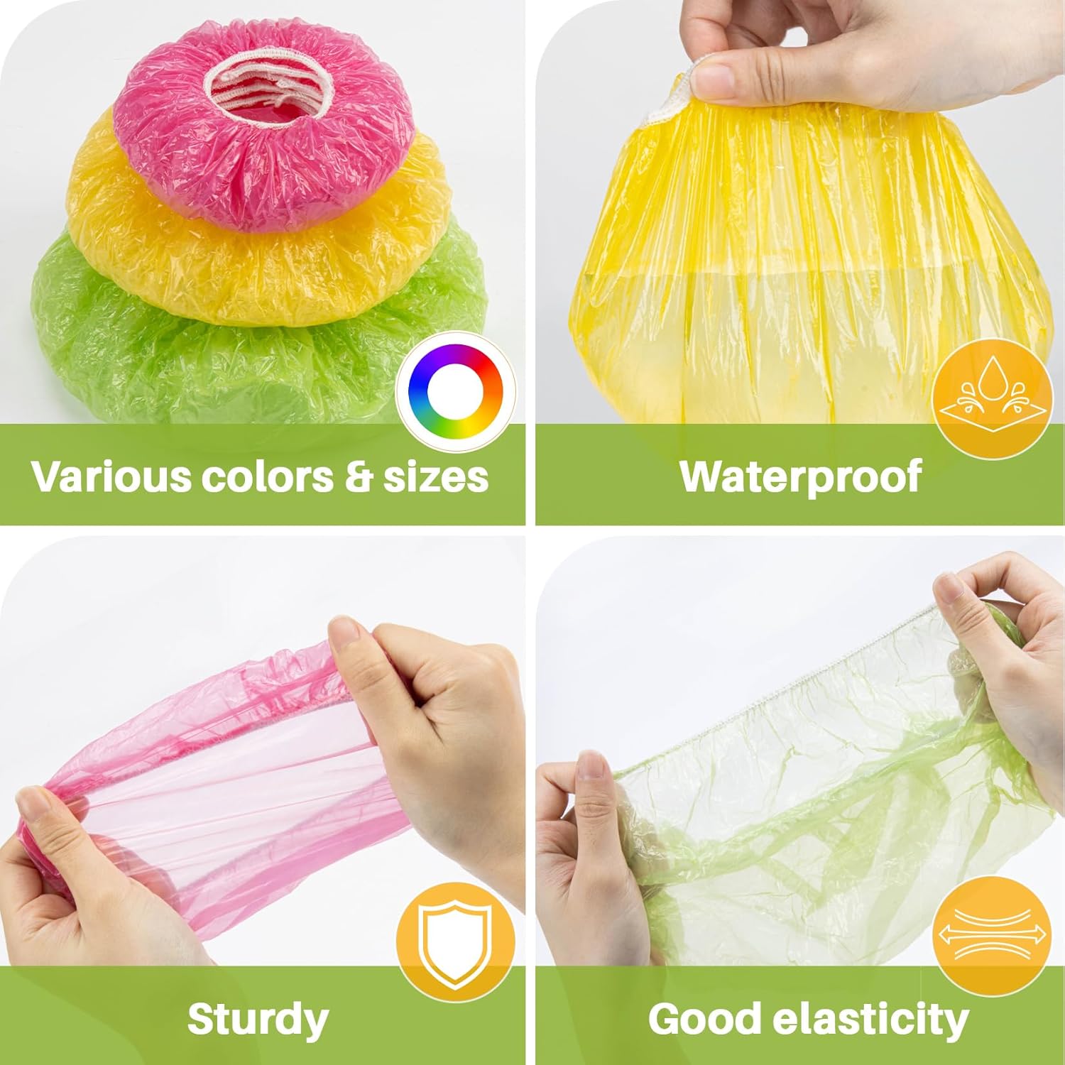 60Pcs Bowl Covers Reusable - Plastic Bowl Cover Elastic Fresh Keeping Bags Wrap Reusable Plastic Stretch Elastic Food Storage Covers Sourdough Baking Bread — image 3