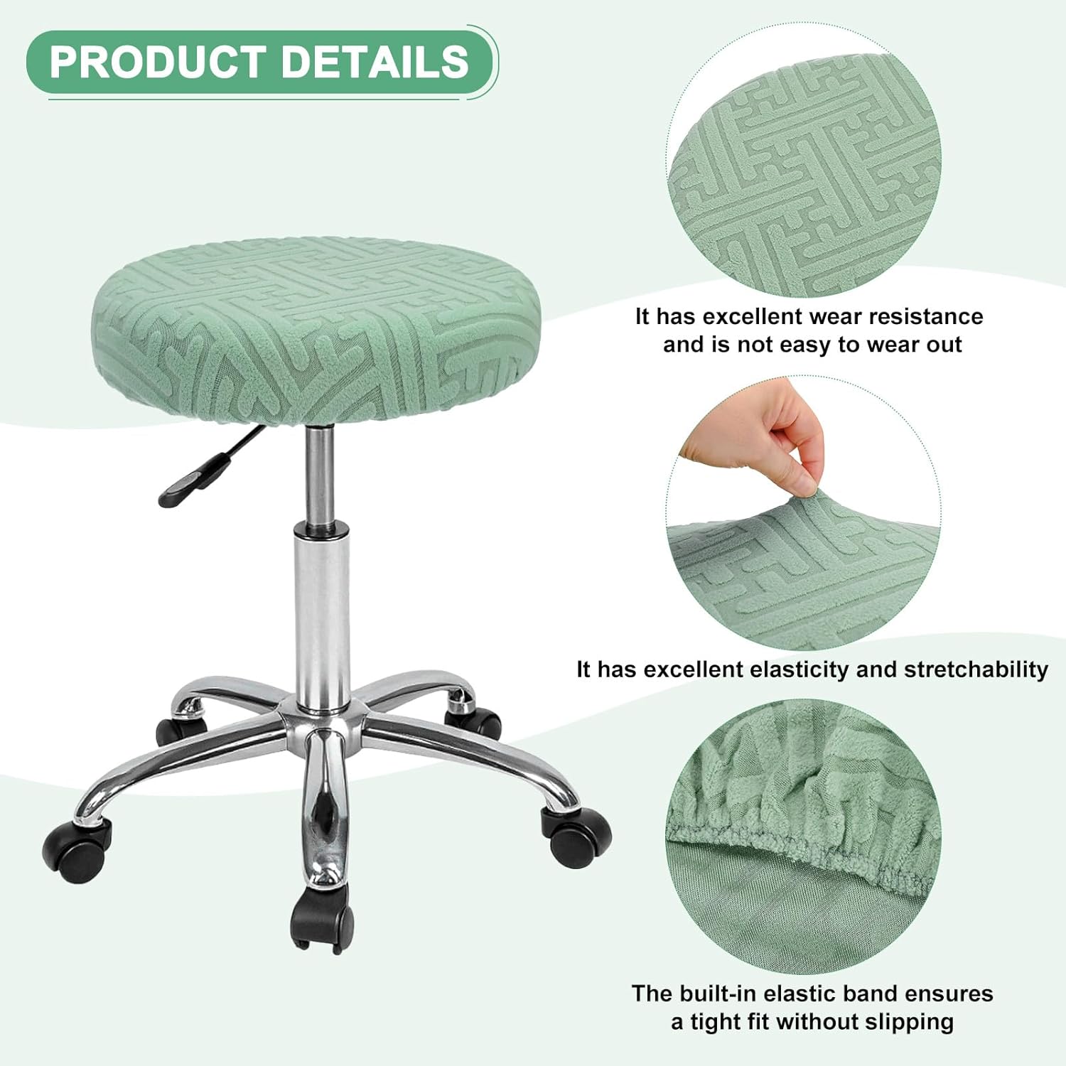 Elastic Chair Cover Round 30-36cm Mint Green Washable Stretchable Stool Cover — image 2
