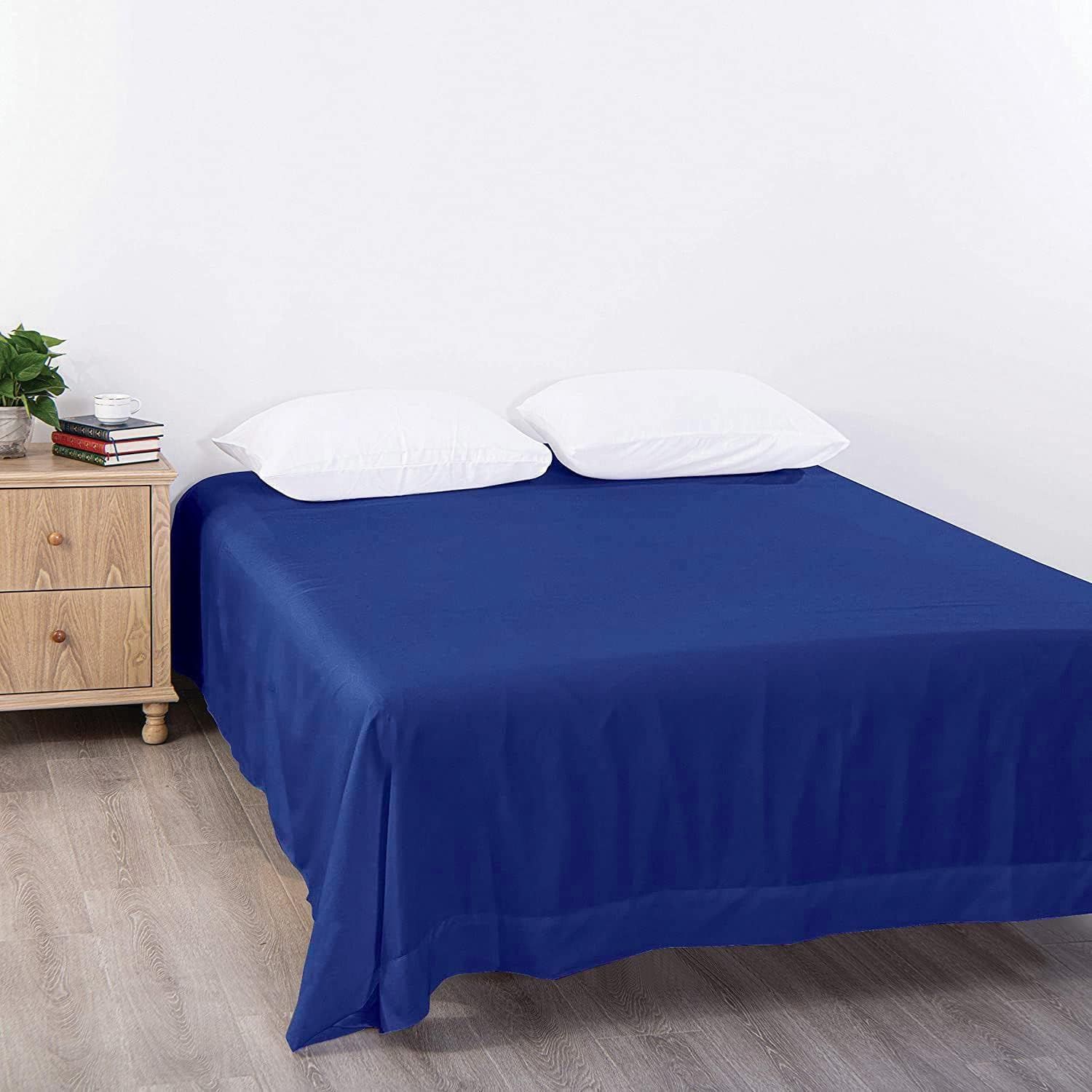 Elegant Comfort Premium Hotel Quality 1-Piece King Flat Sheet, Luxury and Softest 2000 Thread Count Bedding Flat Sheet(King,Royal blue) — image 2